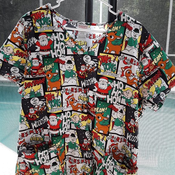 Tops - Rudolph the Red Nosed Reindeer Scrub Top XL